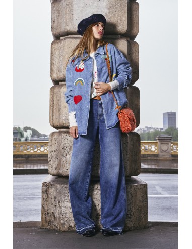 CHEMISE EN JEAN BRODÉE BLEUE Les magasins à Paris