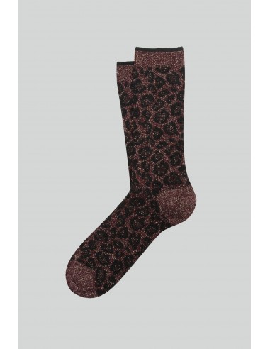 CHAUSSETTES LEOPARD BORDEAUX pas cher 