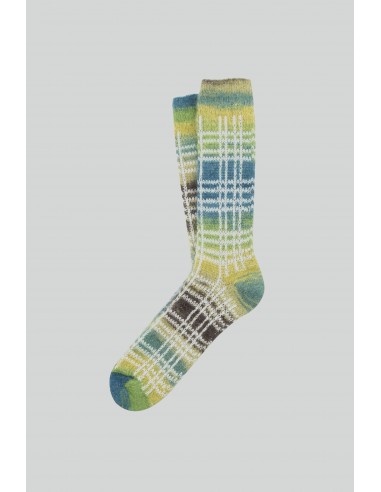 CHAUSSETTES MOHAIR CARREAUX VERT de technologie