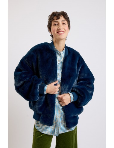 BOMBER EN FAUSSE FOURRURE MARINE l'achat 