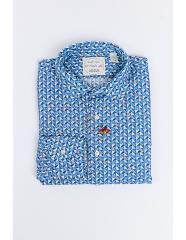 CHEMISE GÉOMÉTRIQUE BLEU à prix réduit toute l'année