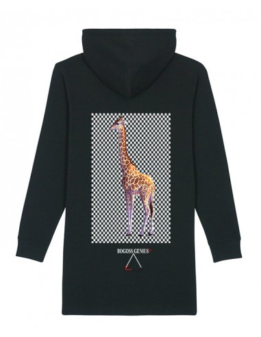 La robe noire sweat à capuche imprimé girafe BG Street Design 2024