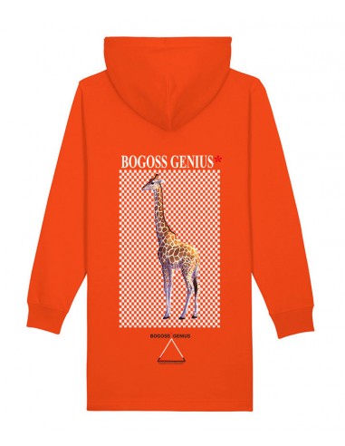 Robe sweat capuche Orange animal girafe-bogossgenius design Fin de série