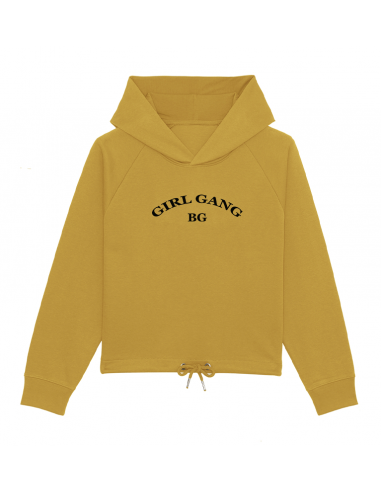 Sweatshirt capuche court femme BG ocre pas cher