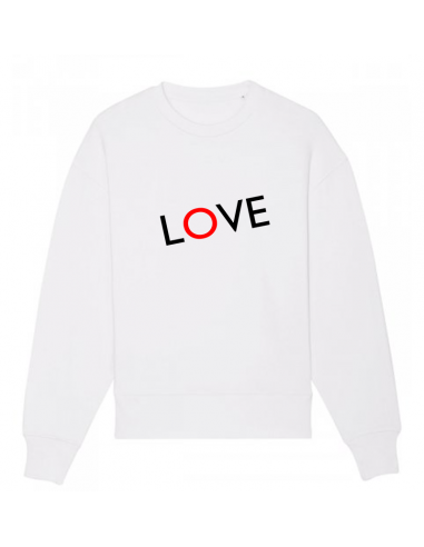 Sweat blanc coton bio Love design Livraison rapide