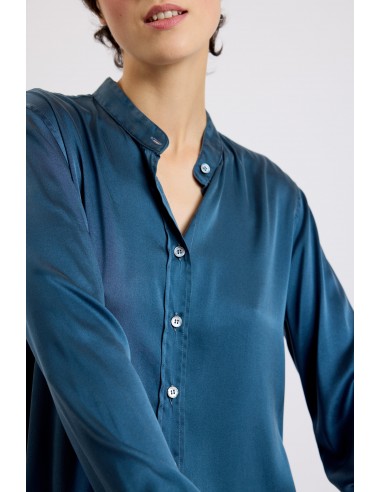 CHEMISE EN SOIE LAVÉE MARINE vente chaude votre 