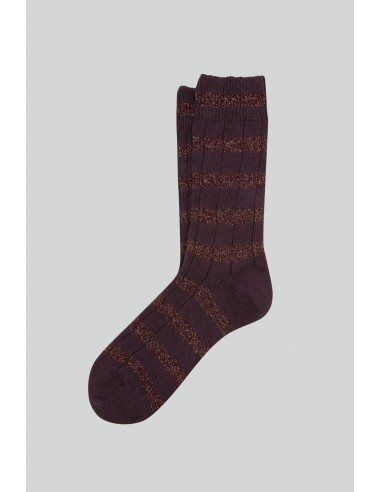 CHAUSSETTES RAYEES LUREX BORDEAUX de France