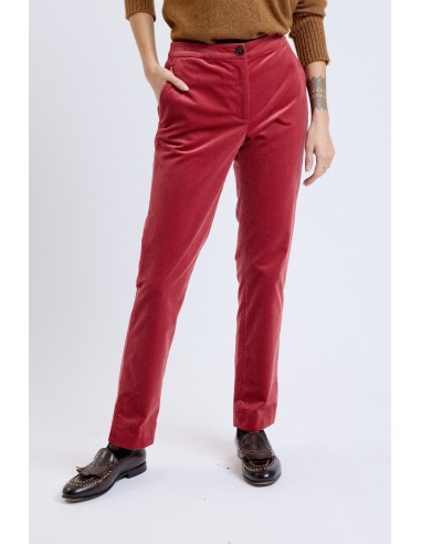 PANTALON VELOURS LISSE FENDU BORDEAUX livraison gratuite