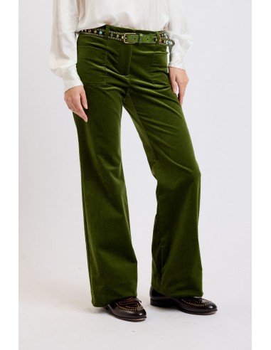 PANTALON VELOURS LISSE FLARE MOUSSE Amélioration de cerveau avec