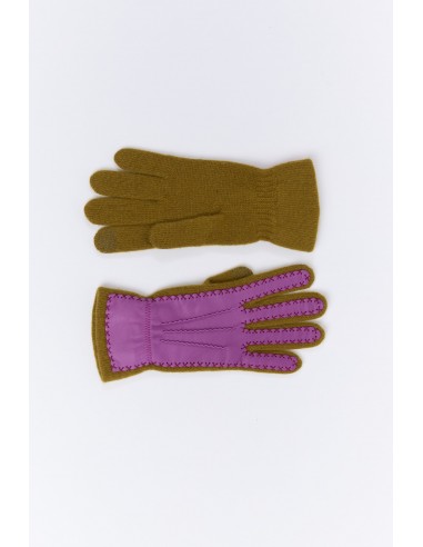 GANTS BI-MATIÈRE OLIVE les muscles