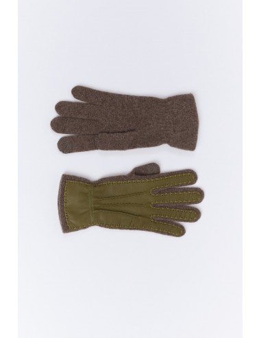 GANTS BI-MATIÈRE TAUPE Paris Déstockage Promo