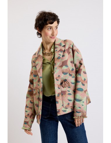 VESTE JACQUARD ROSE en linge