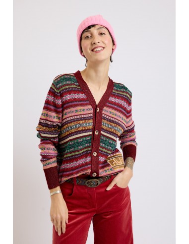 CARDIGAN EN LUREX BORDEAUX chez Cornerstreet bien 