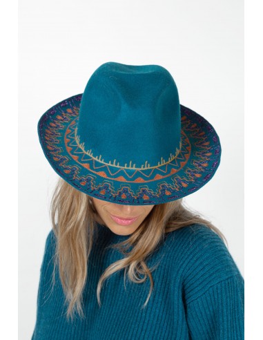 EMBROIDERED HAT TEAL pas cheres