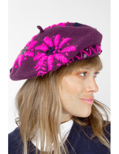 EMBROIDERED BERET WINE Profitez des Offres !