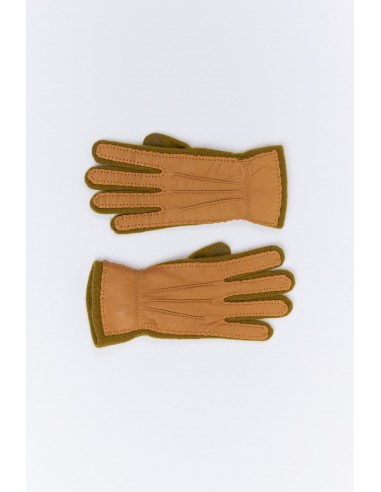 BI-MATERIAL GLOVES BROWN en ligne