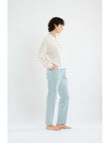 LEATHER STRETCH LOOSE PANTS SKY online