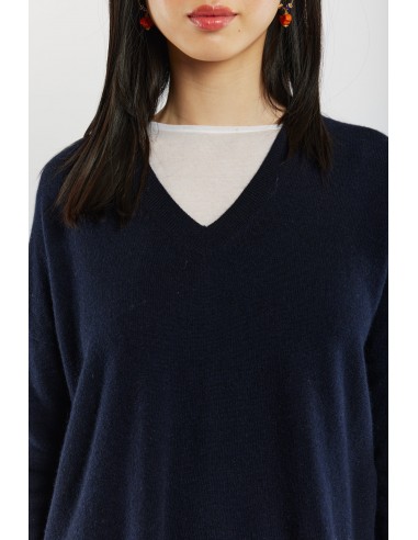 OVERSIZE V NECK CASHMERE NAVY Faites des économies