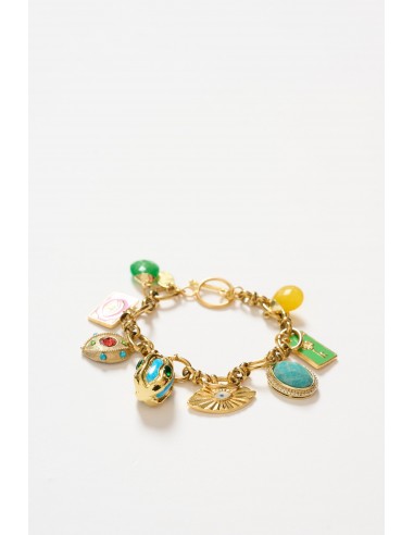 CHARM CHAIN BRACELET MULTICOLOURED pas cher 