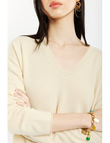 OVERSIZE V NECK CASHMERE SAND de l' environnement