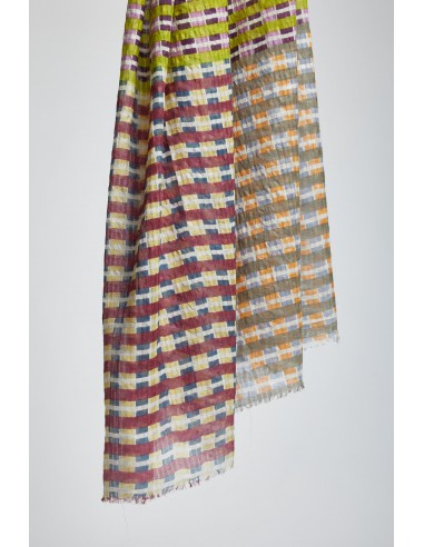 LIME-GREEN CHECKED COTTON + SILK SCARF la colonne vertébrale