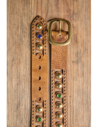 THIN JEWELLERY BELT COGNAC solde