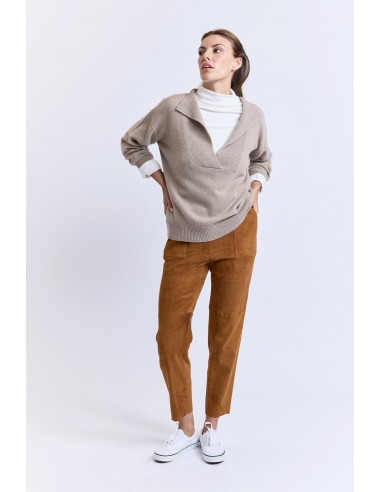 LEATHER STRETCH LOOSE PANTS SQUIRREL online