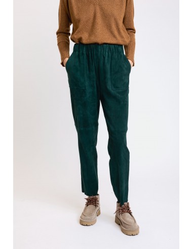 PANTALON RELAX EN PEAU STRETCH FORÊT Venez acheter