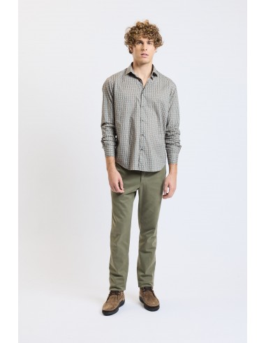 FLOWERED SEMI SLIM SHIRT TAUPE rembourrage situé sous