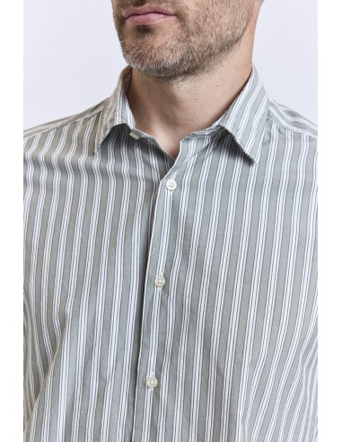 STRIPED SEMI SLIM SHIRT SAGE Profitez des Offres !