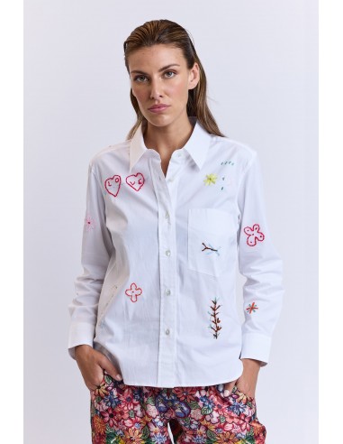 EMBROIDERED POPLIN SHIRT WHITE Les magasins à Paris