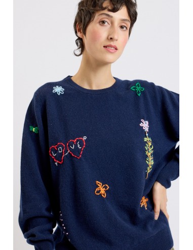 HAND EMBROIDERED CASMERE NAVY online