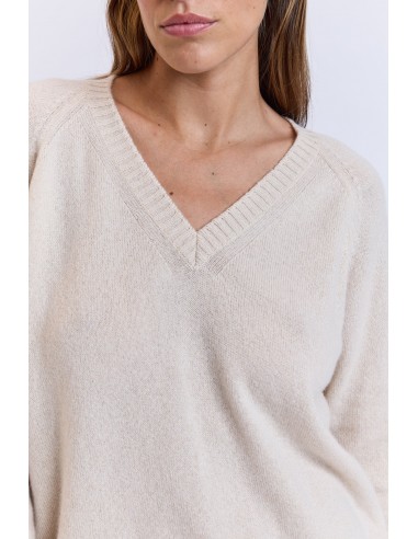 V LUREX SWEATER BEIGE pas cher 