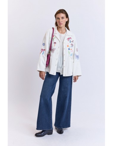 EMBROIDERED VELVET JACKET OFF-WHITE les ctes