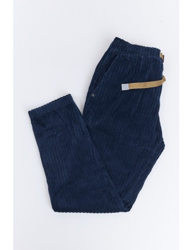 ELASTIC RIBBED VELVET PANTS NAVY basket pas cher