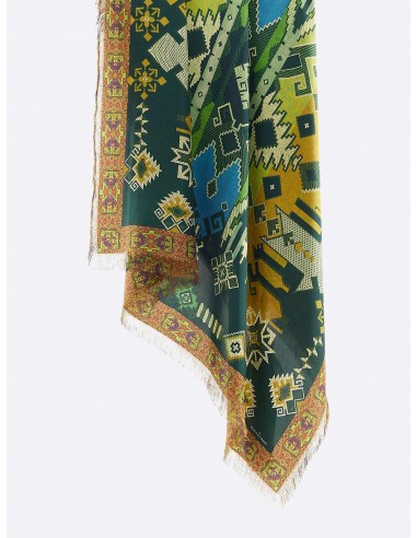 FRINGED SILK SCARF GREEN chez Cornerstreet bien 