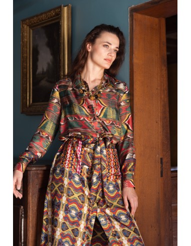 SILK SHIRT DRESS MULTICOLORED pas cheres