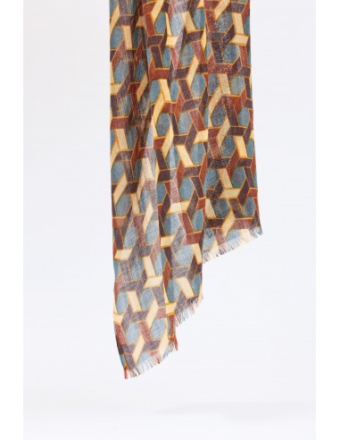 GEOMETRIC WOOL SCARF ORANGE de technologie