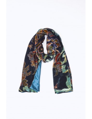 SILK SCARF + VELVET PANE NAVY Pour