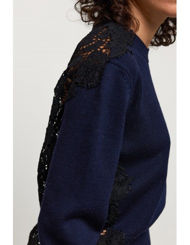 LACE AND KNIT TOP NAVY commande en ligne