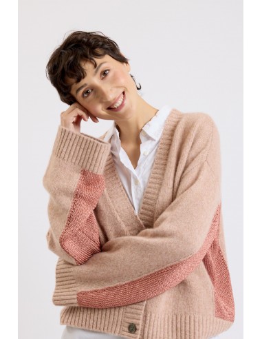 CASHMERE LUREX CARDIGAN NUDE rembourrage situé sous