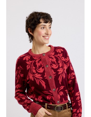 JACQUARD CARDIGAN BURGUNDY acheter