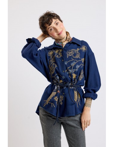 EMBROIDERED SHIRT NAVY pas cher chine