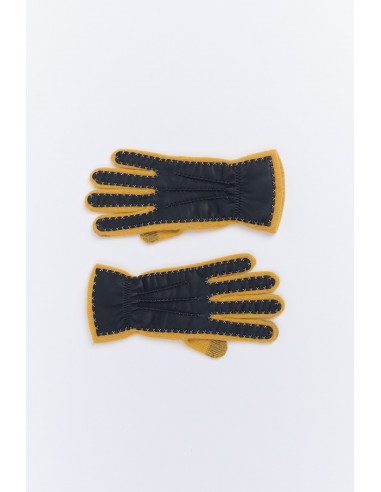 GANTS BI-MATIÈRE OCRE pas cher 